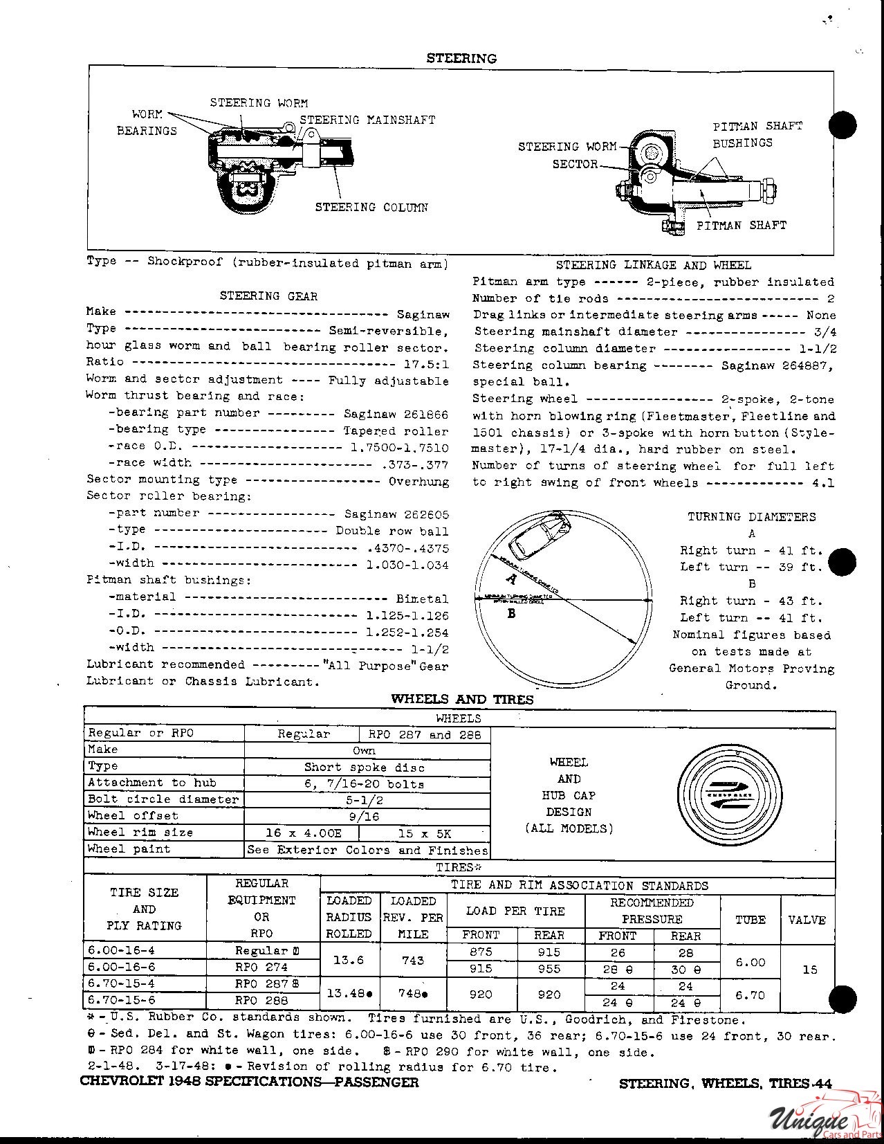 1948 Chevrolet Specifications Page 39